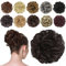 FESHFEN Moños Postizos de Pelo Natural, Coletero Postizo Sintético Postizos de Pelo Rizado Ondulado Extensiones de Cabello Moño de Pelo Desordenado Postizos para Mujer, Marrón Oscuro