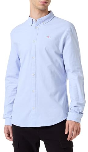Tommy Jeans herr Tjm Slim Stretch Oxford Shirt Dm0dm09594 L/S skjorta, Måttlig blå, XXS