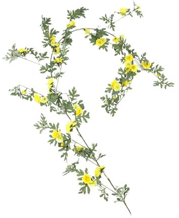 BEALIFE Elegante künstliche Blumengirlande, Innen oder Außendekoration, künstliche Seidenblumen für Dekorationen, künstliche Pflanzen, Gelb