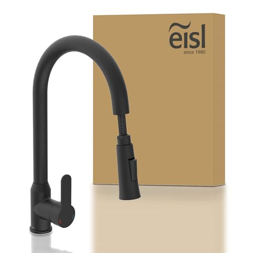 EISL Adria Wasserhahn Küche ausziehbar, 360° Spültischarmatur mit hohem Auslauf, Schwarz, NI183ADRB