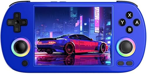 RG40XX H - Console per videogiochi portatile, schermo IPS da 4 pollici, sistema Linux, batteria da 3200 mAh con illuminazione RGB colorata del joystick, scheda TF da 128 G integrata e 10000 giochi