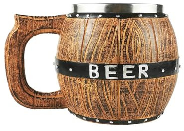 Chope à bière - Chope en bois, gobelet médiéval | Tasse à bière en acier inoxydable de grande capacité, tasse à café/thé vintage, tasse en pierre en verre à bière pour hommes et femmes