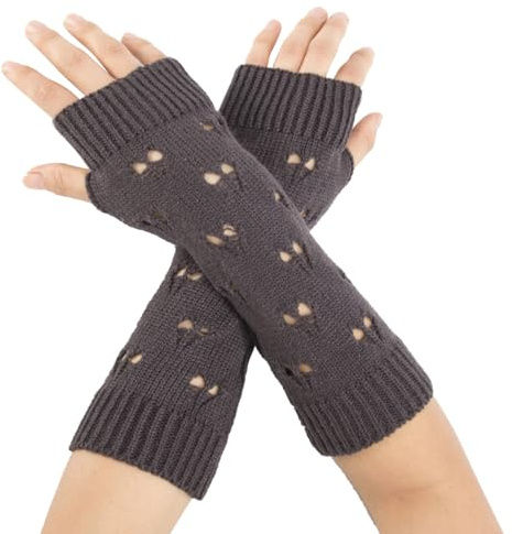 VUCDXOP Winter Gestrickte Handschuhe für Damen, Fingerlose Armstulpen Feinstrick lang Handwärmer Stulpen, Warm Strick Handschuhe Pluswärmer Handstulpen Armwärmer Stulpen für Damen