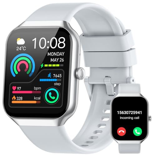 Jugeman Smartwatch Damen Herren,HD Touchscreen Smart Watch mit Bluetooth Anrufe, Sportmodi Fitnessuhr, Herzfrequenzmonitor