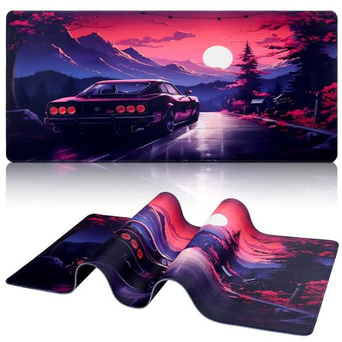 Tapis de Souris de Jeu, 900 x 400mm XXL Tapis Souris Gaming Grand, Tapis Bureau Antidérapant Étanche, sous Main Souris à Bords Cousus pour Gamer, Ordinateur, PC