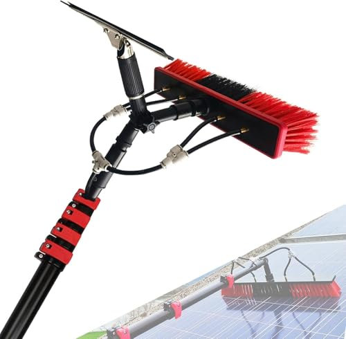 Wassergespeistes Stangenset, professioneller Solarpanel-Fensterreiniger mit Abzieher, Teleskopbürste Fensterglas-Reinigungsset, Hochdruckreiniger-Ausrüstung, Waschsystem(30ft/9m)