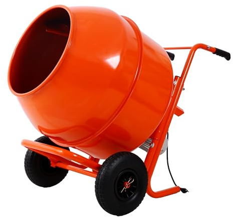 8 Cu. Ft. Electric Cement Mixer, Wheel Barrow Portable Concrete Mixer Machine, Horizontal Cement Mixing Tools for Stucco, 224L 115V-60HZ