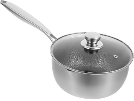 CONGARTENO Pentola Piccola in Acciaio Inossidabile Con Manico Antiscottatura e Coperchio Trasparente Pentola Multifunzionale Per Zuppe Bolliture e Fritture Fondo Spesso Rete Per Cucina Stovet