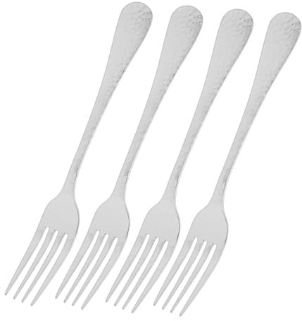 ULTECHNOVO 4piezas Tenedor De Acero Inoxidable Hammer Texture Tenedor Extensible Para Fruta Apto Para Lavavajillas Hogar y Restaurante