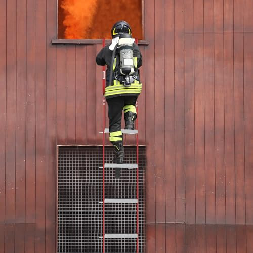 SUBTLETY Échelle de secours en aluminium de 15 m - Résistante au feu - Avec crochets télescopiques - Pliable - Charge maximale : 450 kg - Pour fenêtre de balcon
