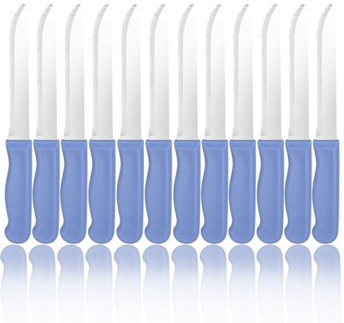 YYTECH 12 Pezzi Coltelli da Tavola, Coltelli da Bistecca, set coltelli da tavola, Lame Seghettate Affilate, Coltelli per Casa e Cucina, Lavabili in Lavastoviglie
