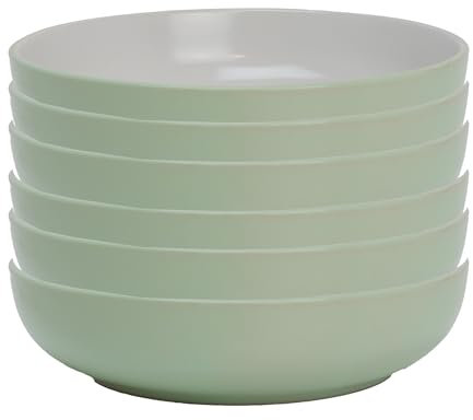 DIVCHI Dinner Bowl Set Lightweight & Stylish Tableware Bowls for Serving Cereal Soup Pasta Salads & Snacks -Dishwasher & Microwave Safe (Set Of 6, Green)
