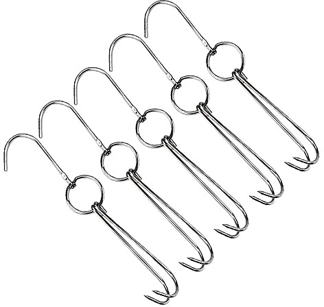 ULTECHNOVO 5pcs Stainless Steel Meat Processing Hooks Double Hooks for Smoking Roast Hanger Bacon Hanger