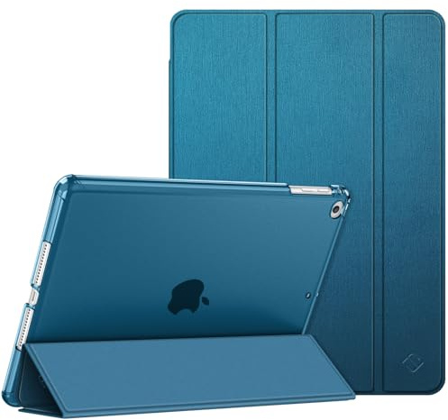 Fintie Funda para iPad Air (2013) / iPad Air 2 (2014) | Trasera Transparente Mate Carcasa Ligera con Función de Soporte y Auto-Reposo/Activación, Azul