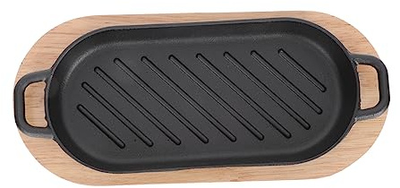 ULTECHNOVO Non-stick Steak Plate Teppanyaki Plate Grilled Fish Barbecue Tray for Outdoor Cooking Cast Iron Material Deep