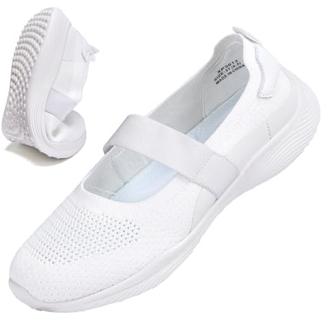 CALEBGAR Bailarinas para mujer, mocasines cómodos, slip-on, con soporte de arco, ligeras, de malla, planas, zapatillas para el entrenamiento, para el tiempo libre, al aire libre, para el fitness, 38