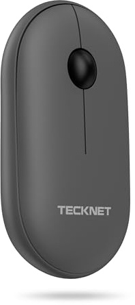 TECKNET Souris sans Fil Bluetooth, Souris Ordinateur Bluetooth 5.0/3.0 Plus 2.4GHz, Souris Silencieuse avec récepteur USB, Pratique et Confortable pour PC/Mac/Laptop/Chromebook - Gris