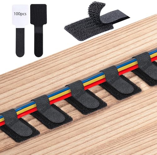 100 Stück Kabelmanagement Schreibtisch, 3 x 9 cm Wiederverwendbare