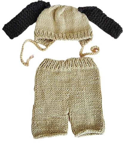 FIRSTXIU Photography Costume Clothing Dog Ear Bonnet Hat And Pants Outfit Newborns Photography Props Infant Photo Clothes Knit Fabric Babywear