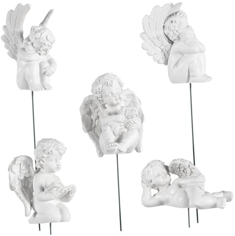 Abaodam 5 Stück Teiliges Engel-flügel Deko Synthetischem Harz Langlebige Gartenfigur Künstlerische Resin-Ornamente für Außenbereich Wetterfest Stilvolle Jupiter Gartenstecker