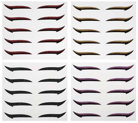 Gogogmee Pegatinas para Delinear los Ojos Reutilizables, Fáciles de Aplicar, Plástico y Pegamento, 20 Pares para Maquillaje Diario y Bodas Color Aleatorio