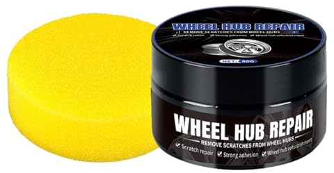 Detergente per cerchioni auto – 80 g, strumento in spugna, gel lucidante per mozzo, formula antigraffio, rigenerante per lucidatura, detergente efficace per riparazione, manutenzione e trattamento