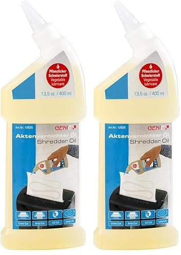 GENIE Huile pour destructeur de documents (400 ml), pour nettoyage, lubrification et kit d'entretien (papier à huile pour destructeur de documents, convient pour tous les types de coupe, appareils,