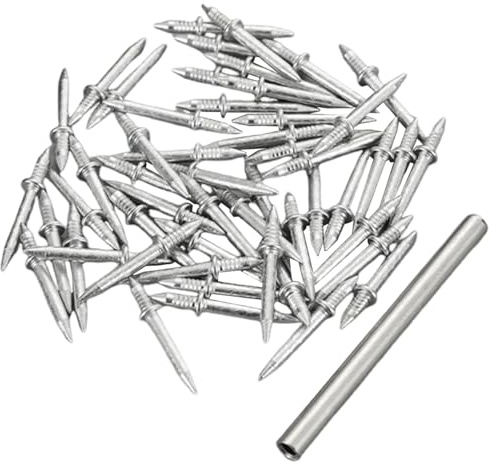 Double Headed Skirting Nails, 50PCS Invisible Seamless Double Headed Nails, Carbon Steel Baseboard Tacks with Specific Sleeve Tool Nail Drill