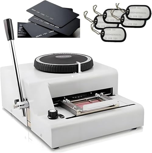 Manual Embossing Machine for PVC Cards, Dog Tags & Metal Stamping, 72 Characters Coding for Raised Letters & Numbers, Aluminium Sign Maker