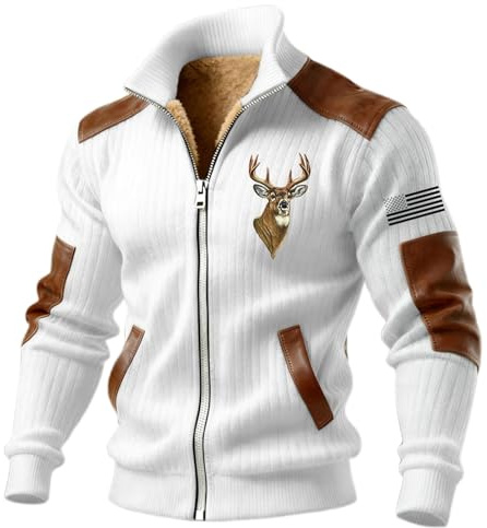 Generisch Chaqueta de punto noruega para hombre, monocolor, forro polar, con capucha, forro grueso, forro de peluche, chaqueta para hombre, chaqueta de ocio, chaqueta cálida de otoño, chaqueta de