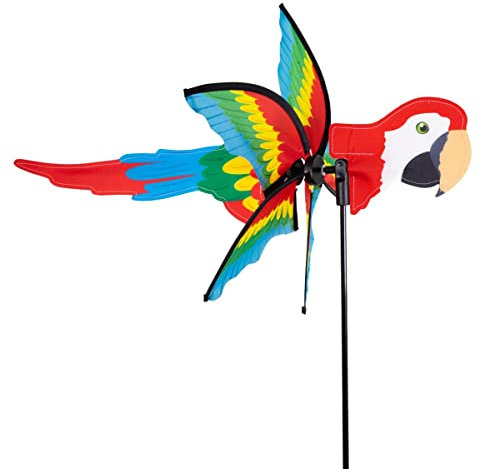 CIM Girouette Petite 2 en 1 PAPAGEI - hélice Ø31cm, Longueur 50cm, Hauteur Totale 90cm - INCL. Tige de Fixation en Fibre de Verre et système de Suspension