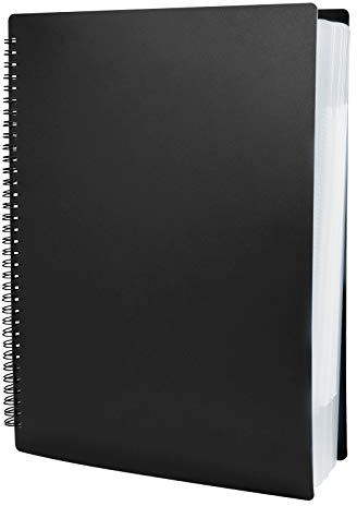 Irich Carpetas para partituras, Música Carpeta tamaño A4, Carpeta de archivos de música Carpetas de plástico con pestañas y 60 bolsillos (30 compartimentos, 32 * 24CM, Negro)