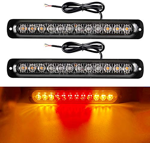 12-24 V 12 LED nödsituationer strobe lampor varningslampor bar- vattentät blinkande läge återhämtning fyr ljus - ytmontering för byggfordon 2 st (röd & bärnsten & röd) amber&red&amber