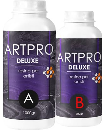 Resin Pro ® 1.70 Kg Resina Epossidica Art Pro Deluxe: Ideale Per superfici verticali, Rivestimenti, Sottobicchieri, Vassoi - Certificata Atossica – Assistenza Tecnica in italiano - 100% Made in Italy