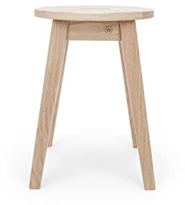 Anton Doll Holzmanufaktur Hocker Josef aus Eichenholz, Naturprodukt 100%, handgefertigter Sitzhocker aus massiver Eiche - Eichenholz, Hochwertiger Nachttisch, Beistelltisch (Eiche Naturoptik)