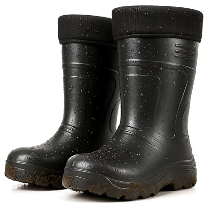 Men’s Thermal Waterproof Wellington Boots - Lightweight EVA Fleece Lined Insulated Wellies - Warm Mens Wellingtons for Fishing, Gardening, Farming, Hunting, and Outdoor Work - Comfortable to -30°C