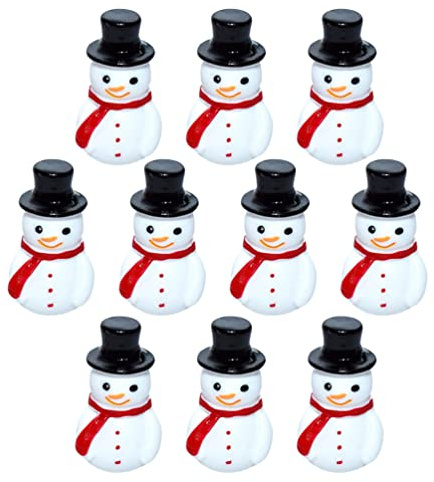 STOBOK Christmas Miniature Snowman: Christmas Tree Min Ornaments Resin Santa Snowman Figurine Xmas Accessories Party Favors Centerpieces 10pcs
