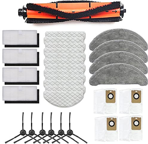 Donkivvy 31 Stück Rollenbürstenfilter Seitenbürste Wischtücher Kit für Imou L11-A L11 Staubsaugerteile, 1 Rollbürste, 4 Wischtücher, 4 Filter, 4 Staubbeutel, 6 Seitenbürsten, 12 Einweg-Mops op Tücher