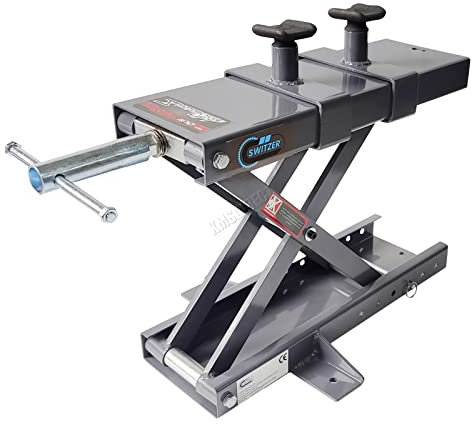 SwitZer 500KG 1100LBS Motorcycle Repairing Jack Lift Tool High Loading Lifting Capacity Scissor Vehicle Stand Adjustable Workstation Motorbike ATV Lifter 45X15cm Large Platform