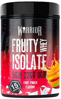 Warrior Fruity Clear Whey Isolate – Rapid Digesting Protein Powder – Refreshingly Fruit Flavoured Shakes – Easy to Drink & Consume Post Workout, Low Sugar, 15 Servings (Fruit Punch, 375g)