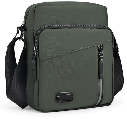 Lanvixo Umhängetasche Schultertasche Herren Herrentasche Messenger Bag mit Multi Tasche Wasserdichte Handytasche Shulder Bag für Tägliches Leben, Business Arbeit, Reise, Grün
