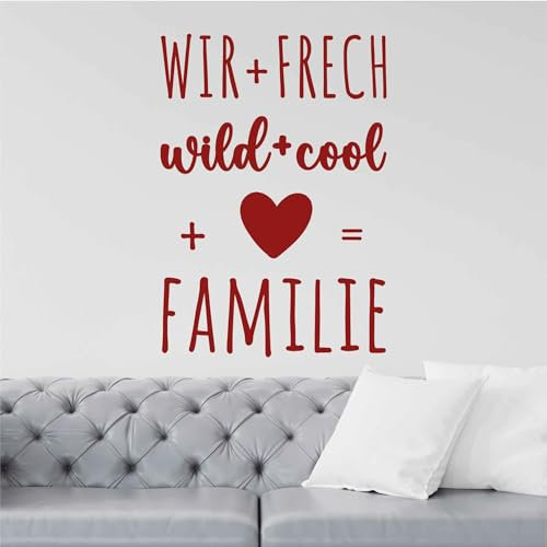 Indigos UG - Wandtattoo Wohnzimmer - Wandaufkleber Familie Wild + frech - wild & Cool - Dunkelrot 42x 60cm - Aufkleber Kinderzimmer Schlafzimmer Küche Badezimmer Büro Dekoration
