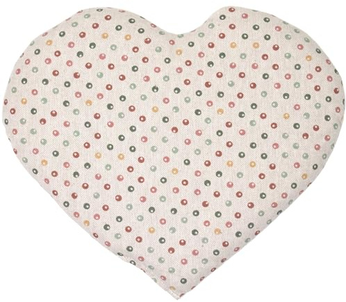 Cojín de semillas de San Juan con forma de corazón, aprox. 30 x 25 cm, tela orgánica, diseño de lunares, un regalo encantador
