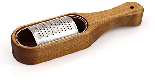 Frefgikty Rallador de queso de madera rústico marrón con espacio de almacenamiento, para queso, limón, chocolate