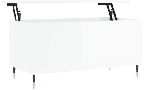Makastle Wohnzimmer Tisch für Couch, Center Tisch Couchtisch Kaffeetisch Beistelltisch Wohnzimmertisch Sofatisch, Hochglanz-Weiß 90x44,5x45 cm Holzwerkstoff