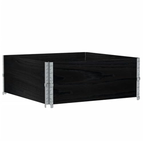 vidaXL Paletten Aufsatzrahmen 2 STK., Palettenrahmen Hochbeet, Holzrahmen Stapelbar Faltbar, Stapelrahmen Gartenbeet, Schwarz Massivholz Kiefer