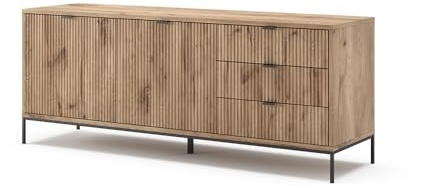 Vicco Lowboard Eliza, Viking Oak, 150.1 x 60 cm with 3 drawers, 2 doors