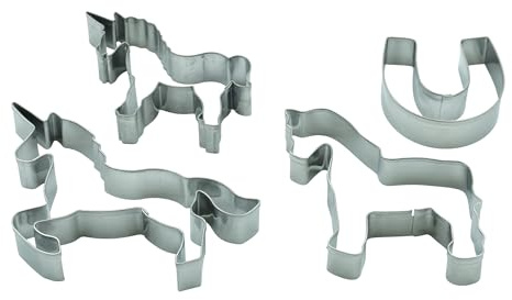 BekkiB - 4er-Set Ausstecher Einhorn, Pferd & Hufeisen - Spülmaschinengeeignete Ausstechformen aus Edelstahl - Zum Backen von Plätzchen - 8297