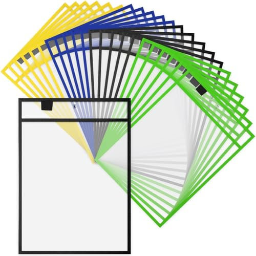 Lapyyne 28-Teiliger Arbeitsnotizenhalter, Wiederverwendbarer Notizhalter, Tasche Aus Kunststoff, Trocken Abwischbare HüLle für Lehrer, BüRo, Organisation D