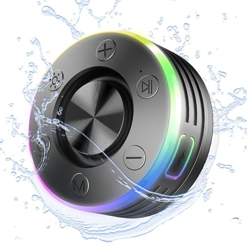 YANGC Altoparlante da doccia Bluetooth che si illumina, impermeabile, per musica, radio, altoparlante senza fili per bagno/viaggio/spiaggia, regali tecnologici
